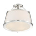 SATCO/NUVO Cutty 3-Light Semi-Flush Fixture Polished Nickel Finish With White Fabric Shade (60-6996)