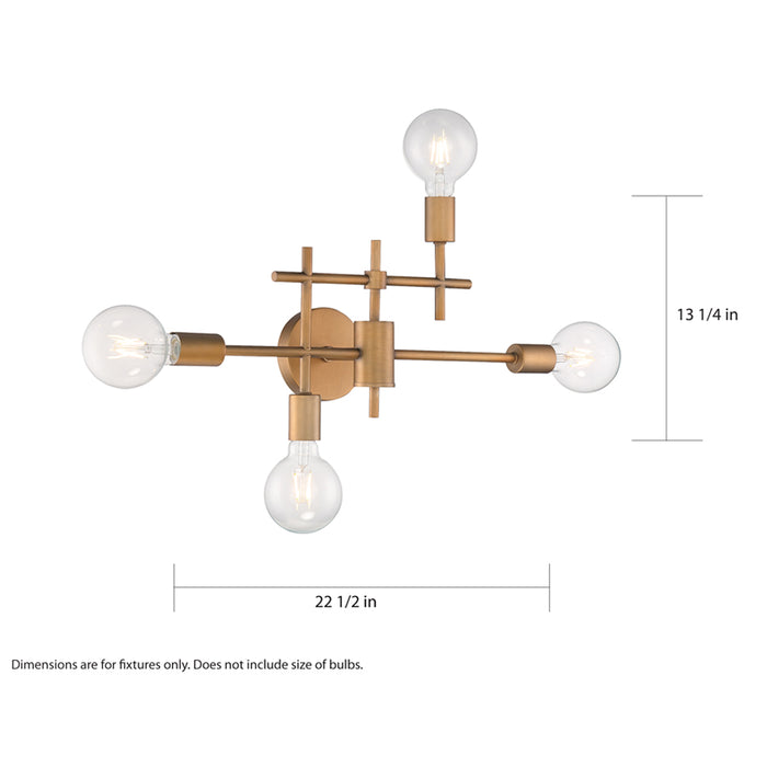 SATCO/NUVO Delphi 4-Light Vanity Aged Gold Finish (60-6871)