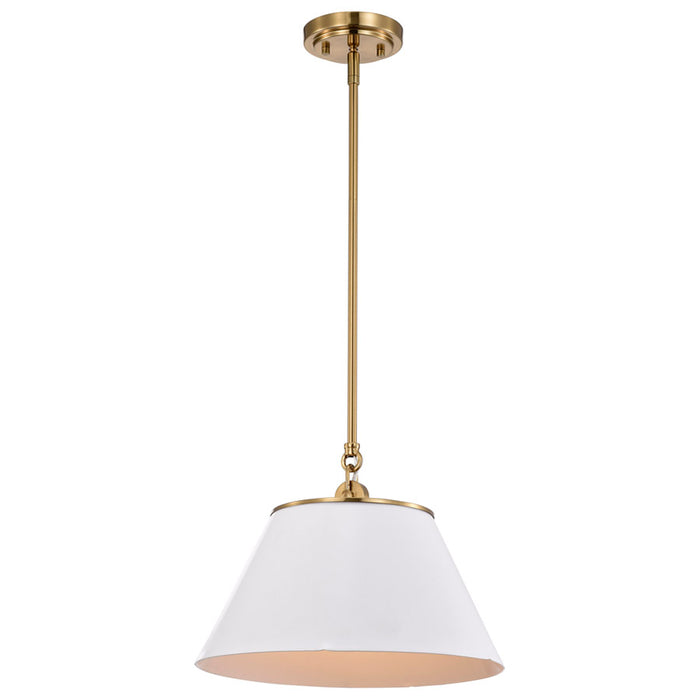 SATCO/NUVO Dover 1-Light Medium Pendant White With Vintage Brass (60-7412)