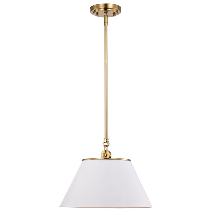 SATCO/NUVO Dover 1-Light Medium Pendant White With Vintage Brass (60-7412)