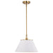 SATCO/NUVO Dover 1-Light Medium Pendant White With Vintage Brass (60-7412)