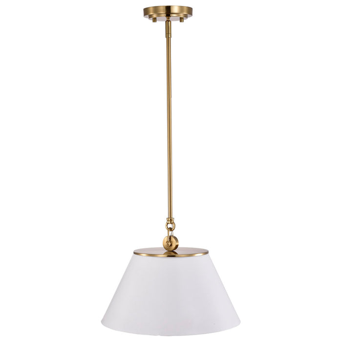 SATCO/NUVO Dover 1-Light Medium Pendant White With Vintage Brass (60-7412)