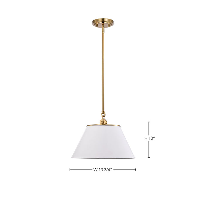 SATCO/NUVO Dover 1-Light Medium Pendant White With Vintage Brass (60-7412)