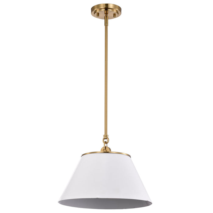 SATCO/NUVO Dover 1-Light Medium Pendant White With Vintage Brass (60-7412)