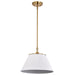 SATCO/NUVO Dover 1-Light Medium Pendant White With Vintage Brass (60-7412)