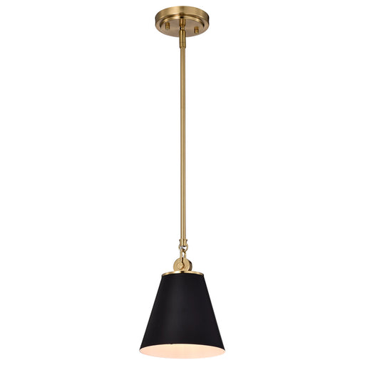 SATCO/NUVO Dover 1-Light Small Pendant Black With Vintage Brass (60-7408)