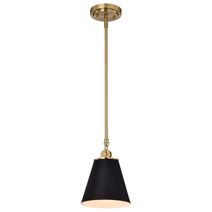 SATCO/NUVO Dover 1-Light Small Pendant Black With Vintage Brass (60-7408)