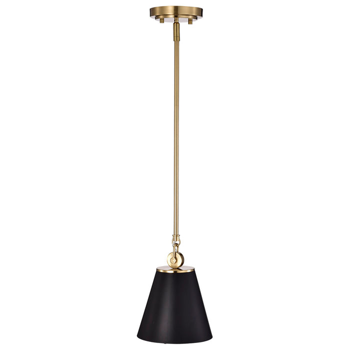 SATCO/NUVO Dover 1-Light Small Pendant Black With Vintage Brass (60-7408)