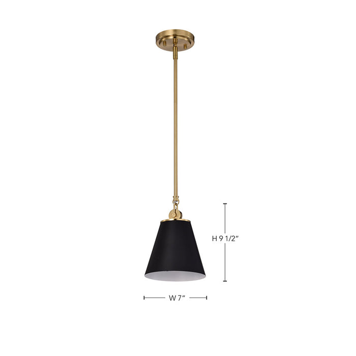 SATCO/NUVO Dover 1-Light Small Pendant Black With Vintage Brass (60-7408)