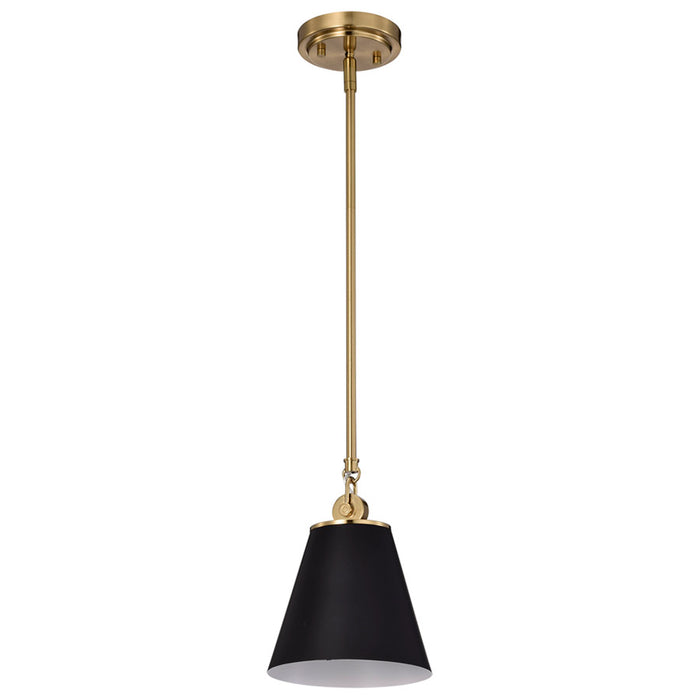 SATCO/NUVO Dover 1-Light Small Pendant Black With Vintage Brass (60-7408)
