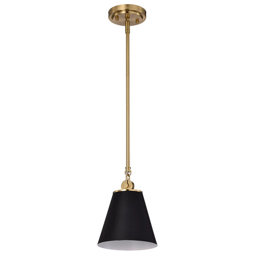 SATCO/NUVO Dover 1-Light Small Pendant Black With Vintage Brass (60-7408)
