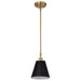 SATCO/NUVO Dover 1-Light Small Pendant Black With Vintage Brass (60-7408)