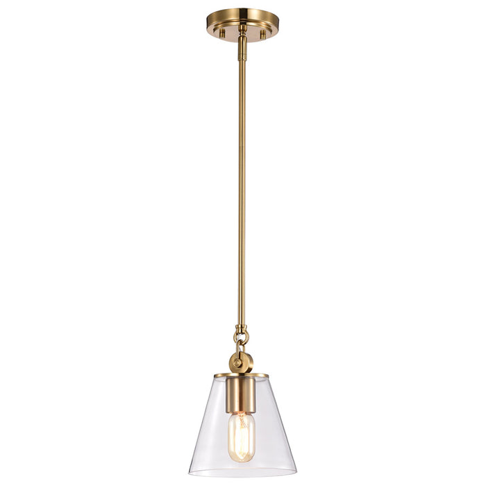 SATCO/NUVO Dover 1-Light Small Pendant Vintage Brass With Clear Glass (60-7410)