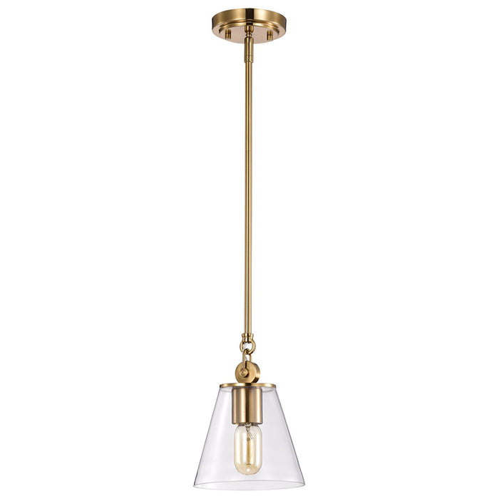 SATCO/NUVO Dover 1-Light Small Pendant Vintage Brass With Clear Glass (60-7410)
