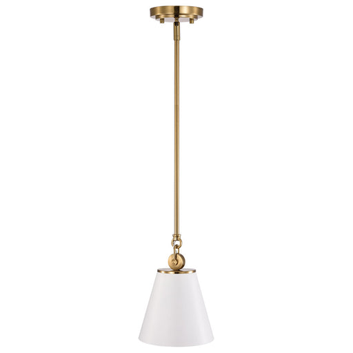 SATCO/NUVO Dover 1-Light Small Pendant White With Vintage Brass (60-7409)