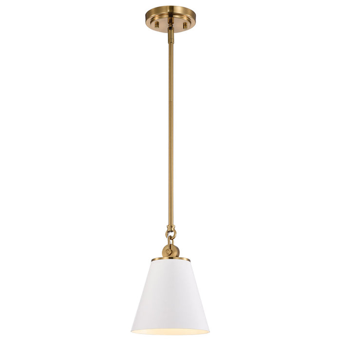 SATCO/NUVO Dover 1-Light Small Pendant White With Vintage Brass (60-7409)