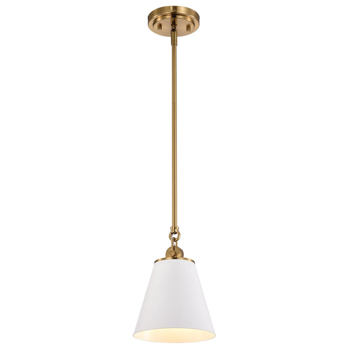 SATCO/NUVO Dover 1-Light Small Pendant White With Vintage Brass (60-7409)