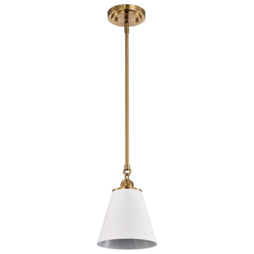 SATCO/NUVO Dover 1-Light Small Pendant White With Vintage Brass (60-7409)