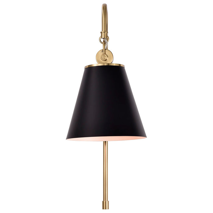 SATCO/NUVO Dover 1-Light Wall Sconce Black With Vintage Brass (60-7445)