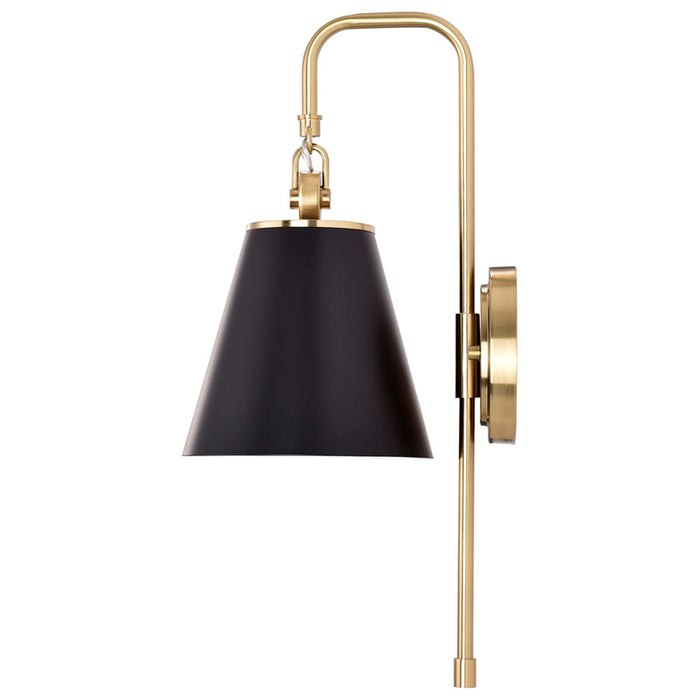 SATCO/NUVO Dover 1-Light Wall Sconce Black With Vintage Brass (60-7445)