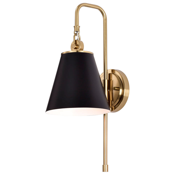 SATCO/NUVO Dover 1-Light Wall Sconce Black With Vintage Brass (60-7445)