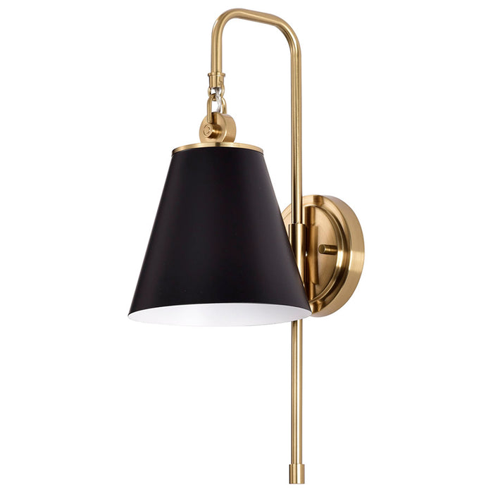 SATCO/NUVO Dover 1-Light Wall Sconce Black With Vintage Brass (60-7445)