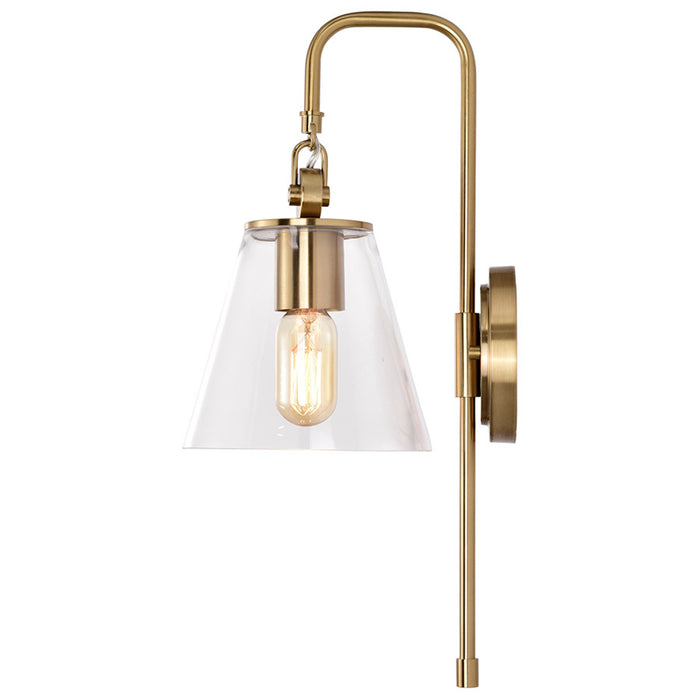 SATCO/NUVO Dover 1-Light Wall Sconce Vintage Brass With Clear Glass (60-7449)