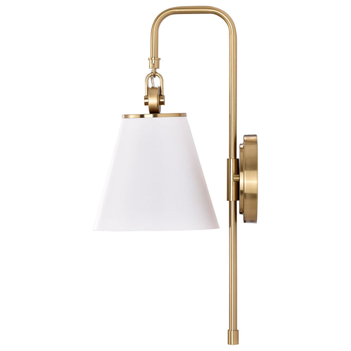 SATCO/NUVO Dover 1-Light Wall Sconce White With Vintage Brass (60-7446)