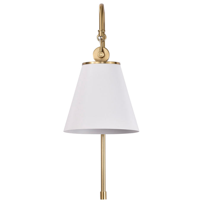 SATCO/NUVO Dover 1-Light Wall Sconce White With Vintage Brass (60-7446)
