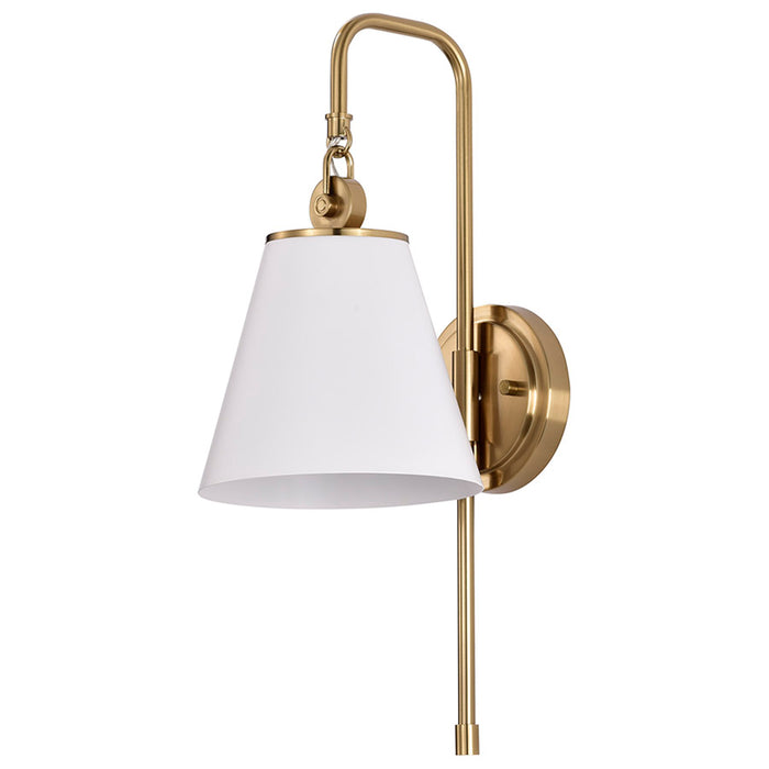 SATCO/NUVO Dover 1-Light Wall Sconce White With Vintage Brass (60-7446)