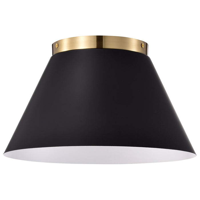 SATCO/NUVO Dover 2-Light Small Flush Mount Black With Vintage Brass (60-7417)