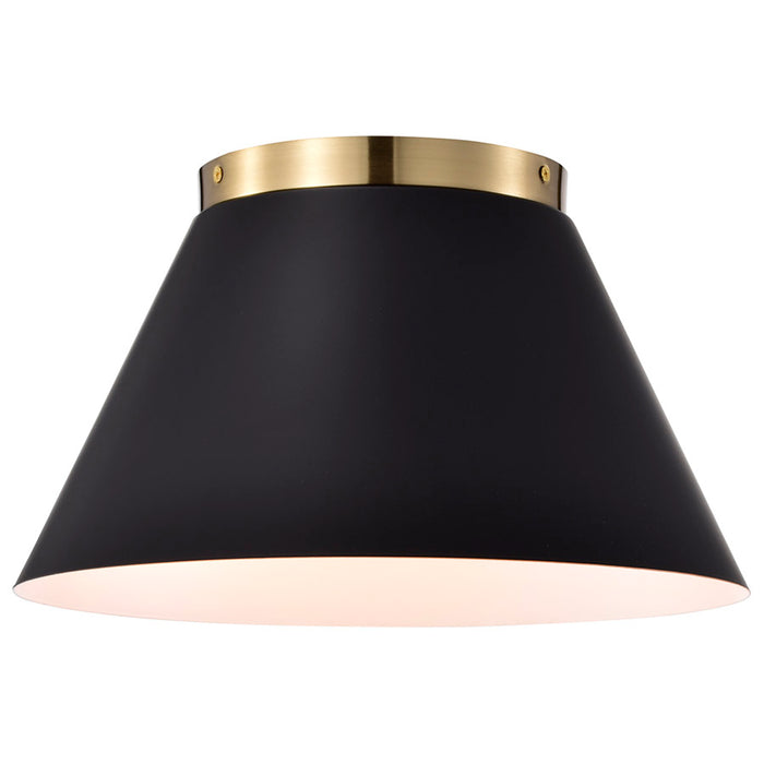 SATCO/NUVO Dover 2-Light Small Flush Mount Black With Vintage Brass (60-7417)