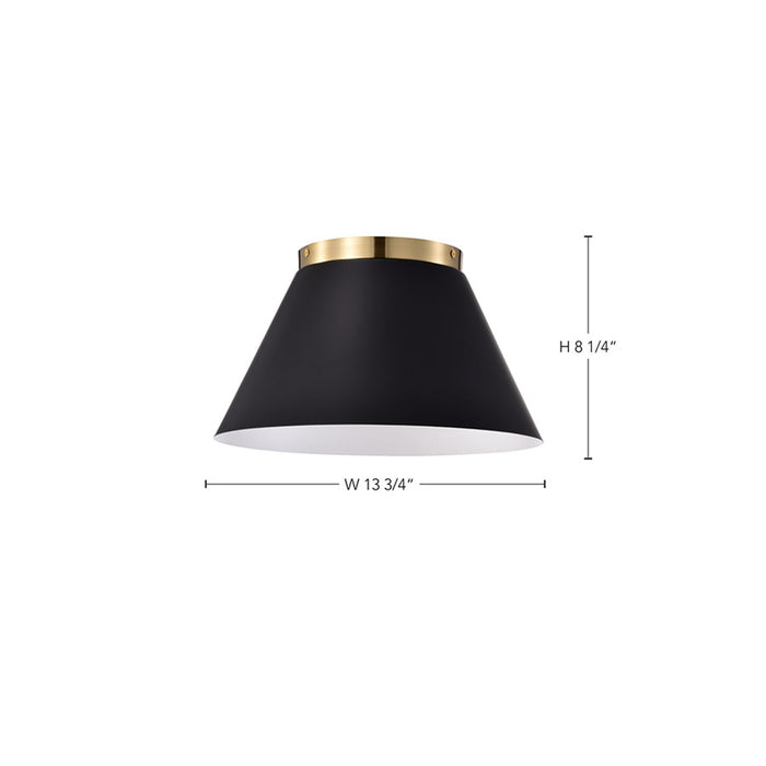 SATCO/NUVO Dover 2-Light Small Flush Mount Black With Vintage Brass (60-7417)