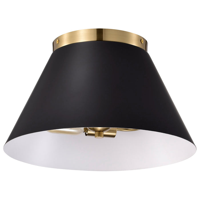 SATCO/NUVO Dover 2-Light Small Flush Mount Black With Vintage Brass (60-7417)