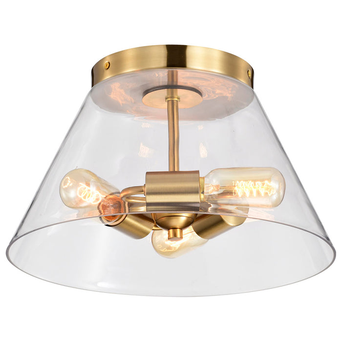 SATCO/NUVO Dover 2-Light Small Flush Mount Vintage Brass With Clear Glass (60-7419)