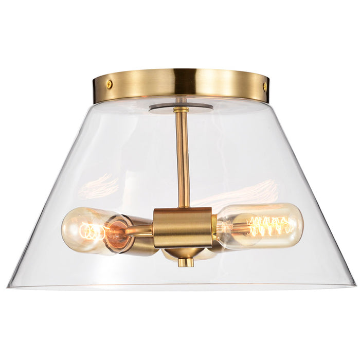 SATCO/NUVO Dover 2-Light Small Flush Mount Vintage Brass With Clear Glass (60-7419)