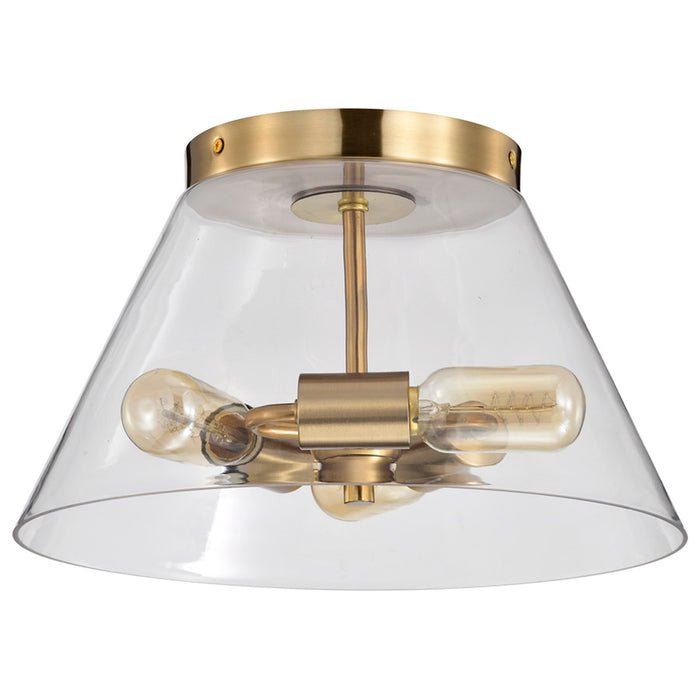 SATCO/NUVO Dover 2-Light Small Flush Mount Vintage Brass With Clear Glass (60-7419)