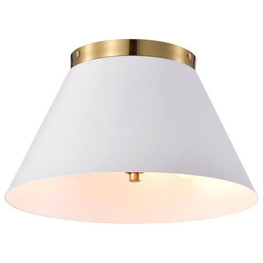 SATCO/NUVO Dover 2-Light Small Flush Mount White With Vintage Brass (60-7418)