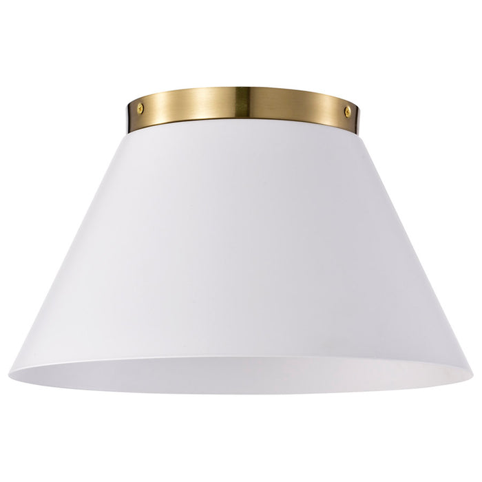SATCO/NUVO Dover 2-Light Small Flush Mount White With Vintage Brass (60-7418)