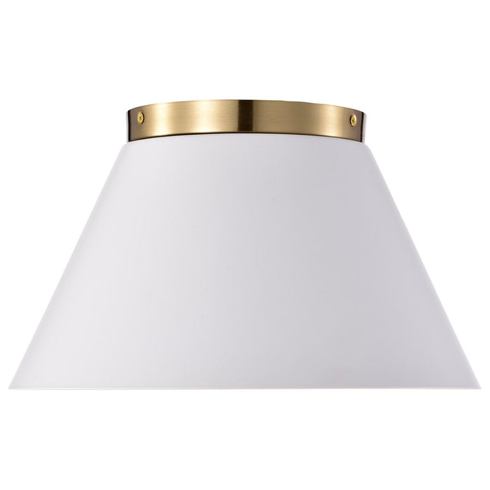 SATCO/NUVO Dover 2-Light Small Flush Mount White With Vintage Brass (60-7418)