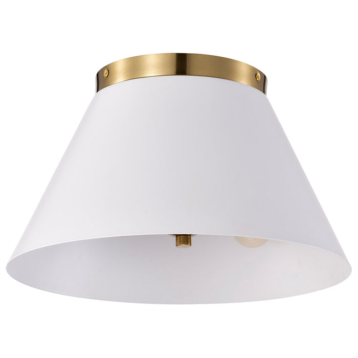 SATCO/NUVO Dover 2-Light Small Flush Mount White With Vintage Brass (60-7418)