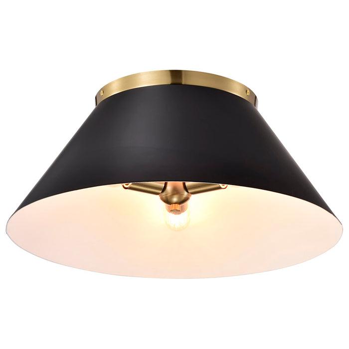 SATCO/NUVO Dover 3-Light Large Flush Mount Black With Vintage Brass (60-7420)