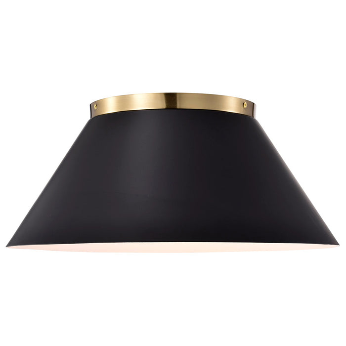 SATCO/NUVO Dover 3-Light Large Flush Mount Black With Vintage Brass (60-7420)