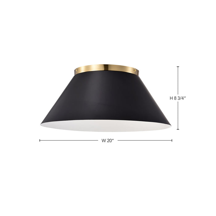 SATCO/NUVO Dover 3-Light Large Flush Mount Black With Vintage Brass (60-7420)