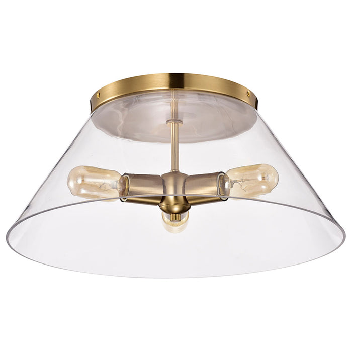 SATCO/NUVO Dover 3-Light Large Flush Mount Vintage Brass With Clear Glass (60-7422)