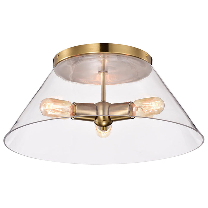 SATCO/NUVO Dover 3-Light Large Flush Mount Vintage Brass With Clear Glass (60-7422)