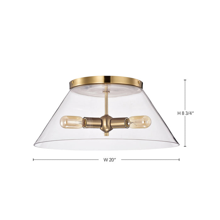 SATCO/NUVO Dover 3-Light Large Flush Mount Vintage Brass With Clear Glass (60-7422)