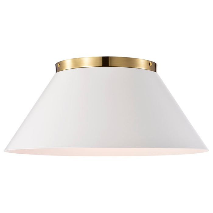 SATCO/NUVO Dover 3-Light Large Flush Mount White With Vintage Brass (60-7421)