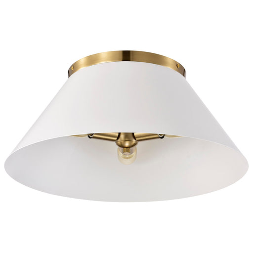 SATCO/NUVO Dover 3-Light Large Flush Mount White With Vintage Brass (60-7421)