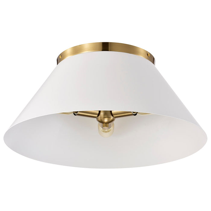 SATCO/NUVO Dover 3-Light Large Flush Mount White With Vintage Brass (60-7421)